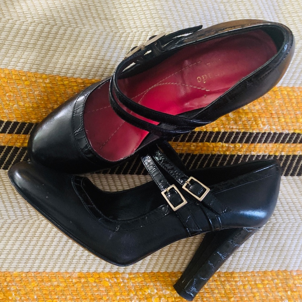 Kate Spade Scarlett Black Leather Mary Jane Heels